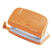 Дырокол на 10 л. "deVENTE. Neon" пластиковый с линейкой, неоновый оранжевый