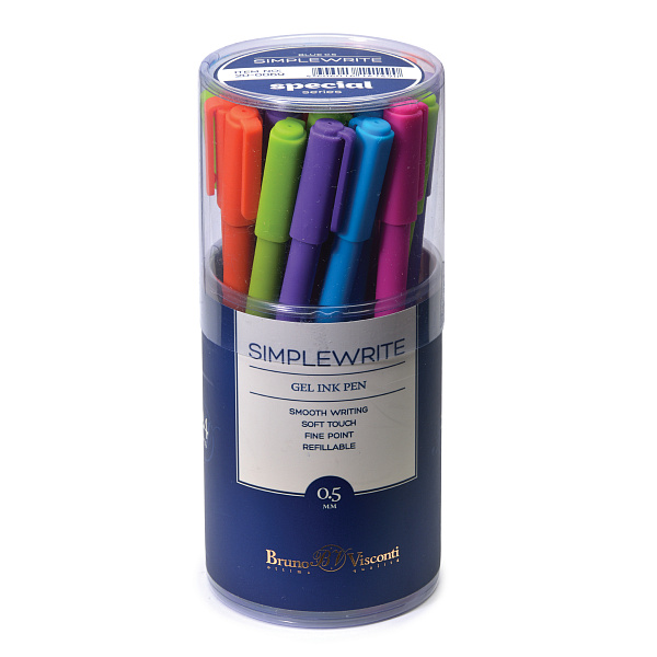 Ручка гелевая 0,5 мм SimpleWrite SPECIAL, ЧЕРНАЯ (5 цв.корпуса)