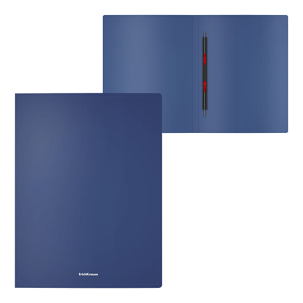 Папка-скоросшиватель пластиковая с пружинным механизмом ErichKrause® Matt Classic, A4, синий (в пакете по 4 шт.)