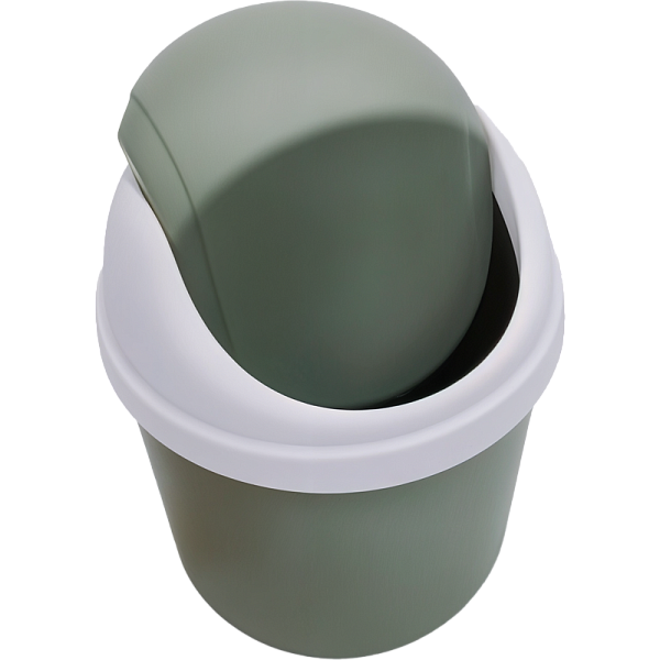 Контейнер для мусора "deVENTE. Olive Bucket" настольный пластиковый 13x13x18 см, с крышкой в форме ведерка, оливковый, в картонной коробке