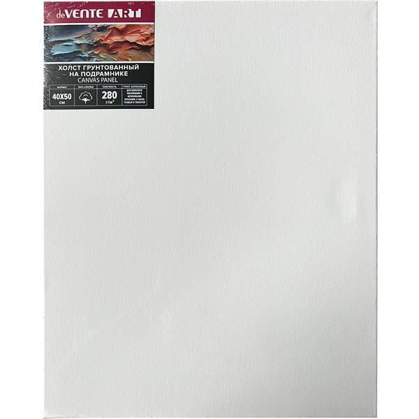 Холст на подрамнике 40*50 см грунтованный 100% хлопок 280 г/м², мелкое зерно, цвет белый, набор клиньев, "deVENTE. ARTISTIC STUDIO" термоусадочная пленка