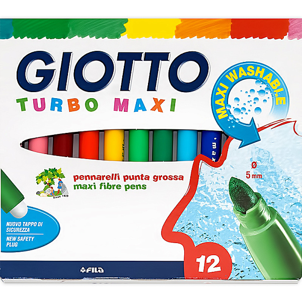 "Giotto" TURBO MAXI WASHABLE Набор цветных фломастеров 12 цв
