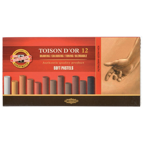 Пастель сухая художественная набор 12 цветов TOISON D`OR Soft 8522, градация коричневого