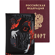 Обложка для паспорта "deVENTE. Hoodie Man" 10x14 см, искусственная кожа, поролон, шелкография, отстрочка, 3 отделения для визиток, в пластиковом пакете с европодвесом