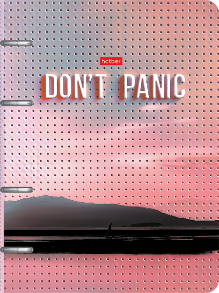 Тетрадь на кольцах 80 л. "Don't panic" А5ф на 4-х кольцах Слим-картон с высечкой под кольца мат ламин,тиснение в индив.упак.