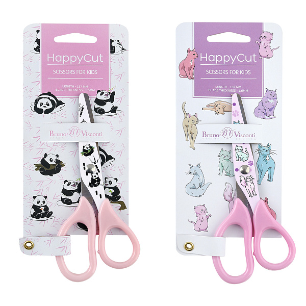 Ножницы 137 мм детские "HAPPYCUT" С ПРИНТОМ,  2 ВИДА  