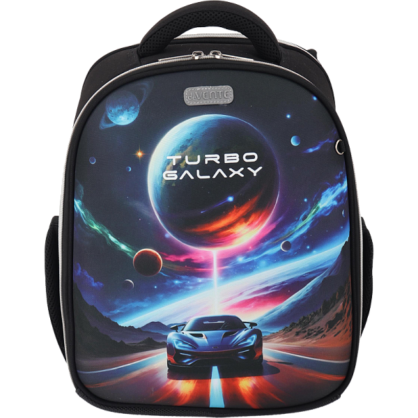 Рюкзак "deVENTE. Junior. Turbo Galaxy" школьный жесткий 35x27x13 см (14 л) вес 800 г, плотный износостойкий полиэстер с водоотталкивающей пропиткой, 2 отделения (одно отделение на молнии с разделителями для учебников и органайзером, другое отделение 