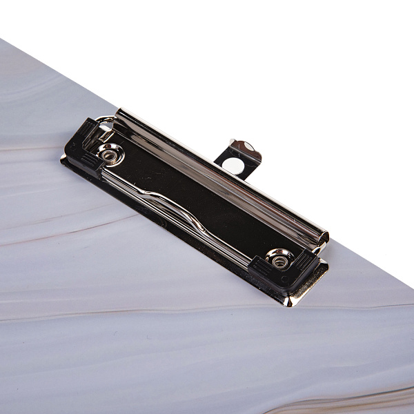 Папка-планшет с зажимом Hatber А4 Белый мрамор мат.ламин.