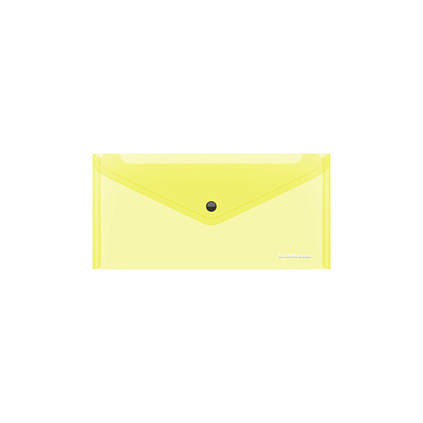 Папка-конверт на кнопке пластиковая  ErichKrause® Glossy Neon, полупрозрачная, Travel, ассорти (в пакете по 12 шт.)