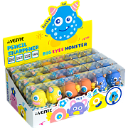 Точилка 1 отв. deVENTE. Big Eyes Monster, 30x37x28 мм, пластиковая с покрытием Soft Touch,ассорти 3 дизайна
