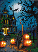 Алмазная мозаика 30*40 "ФРЕЯ" на подрамнике "Хэллоуин" (со светодиодами)