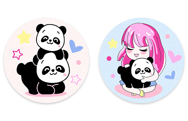 Картина по номерам (на магните) 9 х 9 см "Любовь к пандам" "ФРЕЯ"