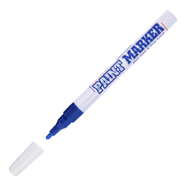 Маркер-краска (лаковый) 2.0 мм, MunHwa "Slim Paint Marker", нитро-основа, пулевидный наконечник, круглый корпус, синий