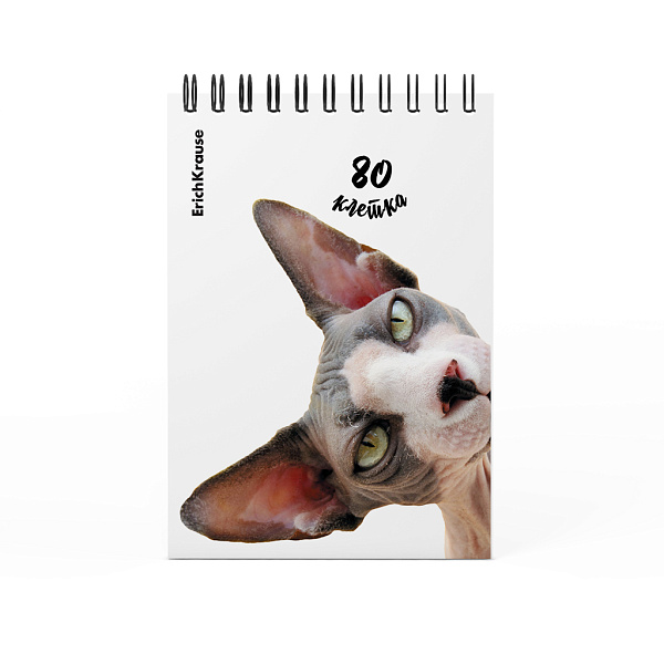 Блокнот А6 80 л. кл. на спирали ErichKrause Котики, MIX-PACK