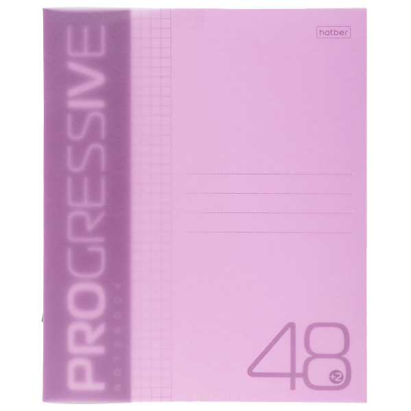 Тетрадь 48 листов в клетку Пластиковая обложка Розовая 60-65г/кв.м на скобе PROGRESSIVE 