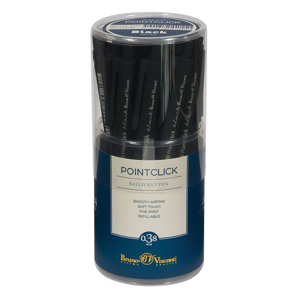Ручка шариковая автомат. 0,38 мм PointClick.BLACK, СИНЯЯ
