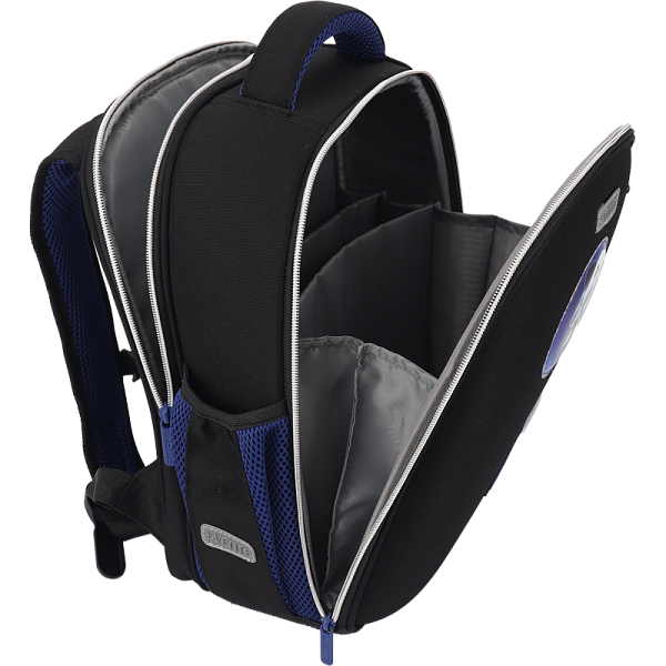 Рюкзак "deVENTE. Junior. Hey Bro" школьный жесткий 35x27x13 см (14 л) вес 800 г, плотный износостойкий полиэстер с водоотталкивающей пропиткой, 2 отделения (одно отделение на молнии с разделителями для учебников и органайзером, другое отделение на мо