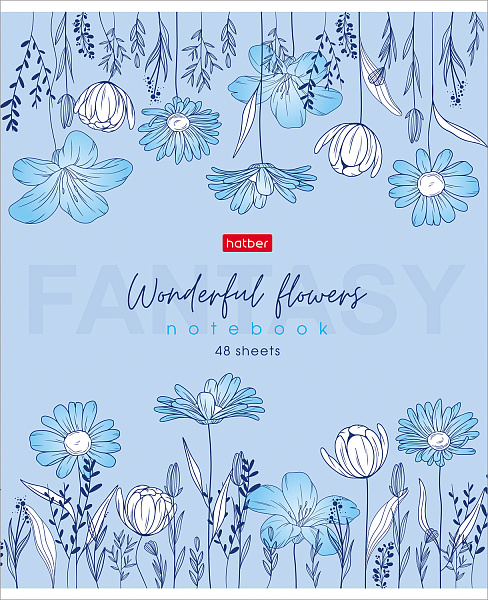 Тетрадь 48 л. кл. "Wonderful Flowers" 65г/кв.м тиснение 5 диз.в блоке скругл.углы 