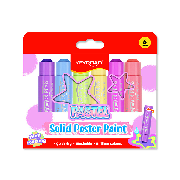Мелки восковые KEYROAD 6шт пастельные цвета, выкручивающиеся, пластиковый футляр