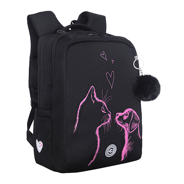 Рюкзак школьный с обесом (/1 черный - розовый)