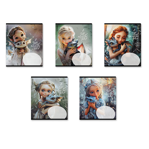 Тетрадь 12 л. кл. "Magic Pet" выборочный УФ-лак с глиттером MIX-PACK ErichKrause