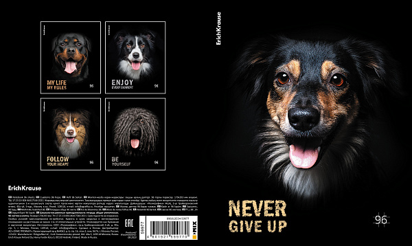 Тетрадь 96 листов в клетку "Собаки", матовая ламинация ErichKrause _MIX-PACK