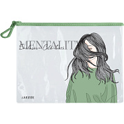 Папка на молнии "deVENTE. Mentality" A4 (335x242 мм) прозрачный ПВХ 280 мкм с дизайном, текстильная молния