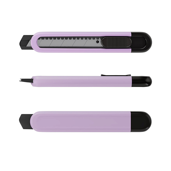 Нож канцелярский 18 мм ErichKrause Butterfly Pastel Bloom, с автоматической фиксацией лезвия, ассорти (в блистере по 1 шт.)