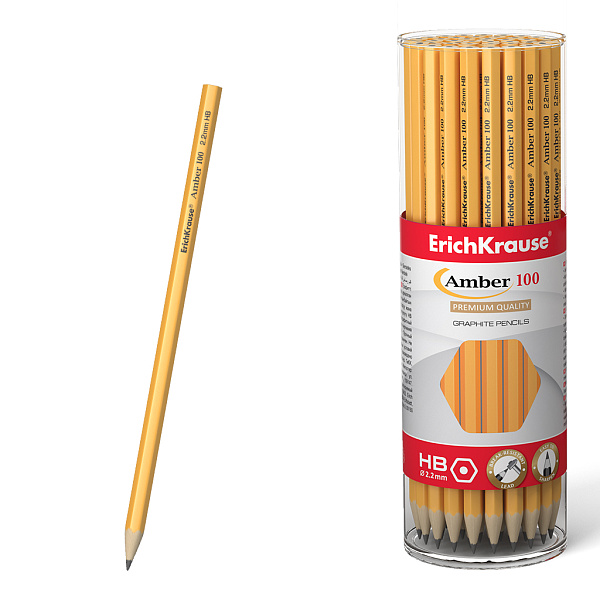 Карандаш ч/г HB ErichKrause Amber, шестигранный , HB (в тубусе по 42 шт.)