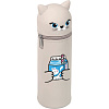 Пенал "deVENTE. Cat and Milk" 21(18)x6x6 см, фигурный, силиконовый, на молнии, серый