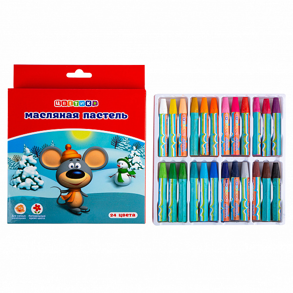 Пастель масляная 24 цв. "Цветик" к/уп.