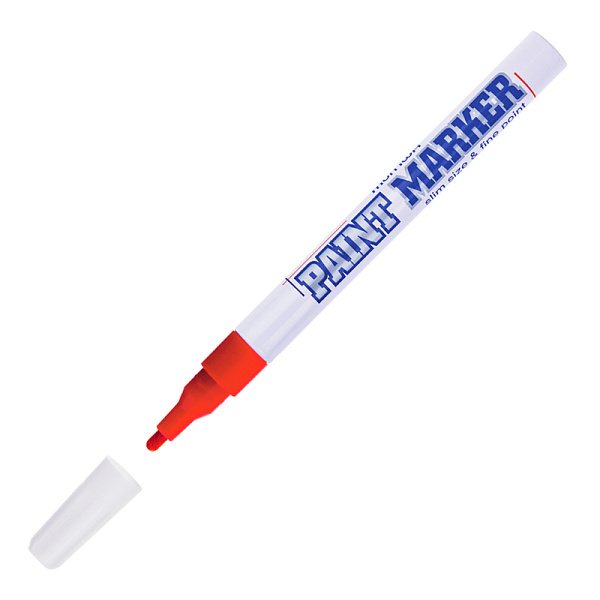 Маркер-краска (лаковый) 2.0 мм, MunHwa "Slim Paint Marker", нитро-основа, пулевидный наконечник, круглый корпус, красный