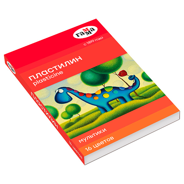 Пластилин 16 цветов 320 г, Гамма "Мультики", со стеком, картонная упаковка
