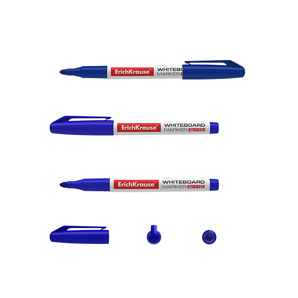 Маркер для досок ErichKrause® W-110, цвет чернил: черный, синий, красный, зеленый (в футляре по 4 шт.)
