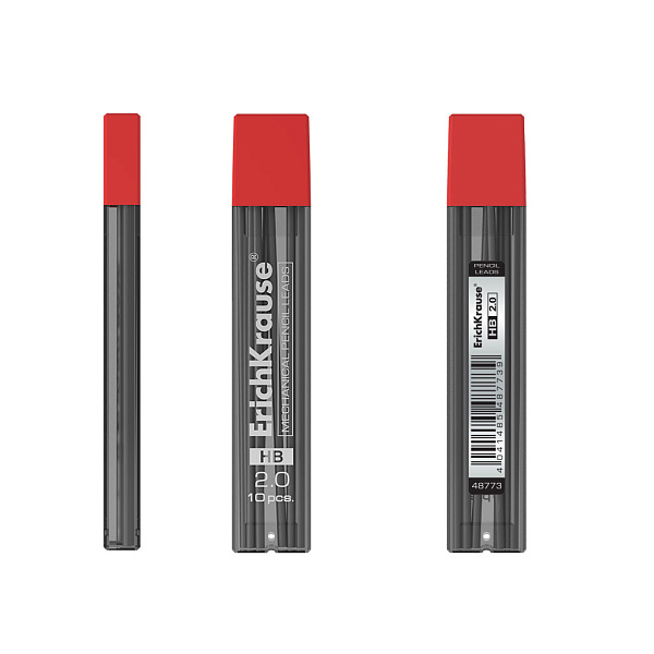 Набор 10 грифелей 2.0 мм "ErichKrause®" для механ.карандашей, HB (футляр)