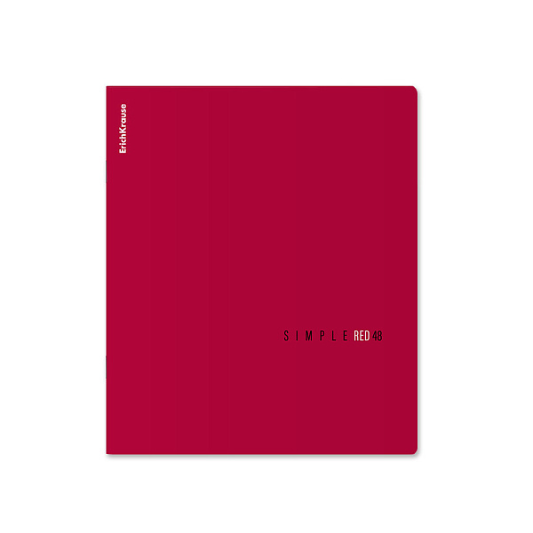 Тетрадь 48 л. кл. "Simple Color", красный, ламинация soft-touch+выборочный УФ-лак ErichKrause 