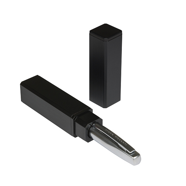 Ручка "PORTOFINO" в тубусе прямоугольной формы, 1,0 ММ, СИНЯЯ (корпус серебр, футляр черный)