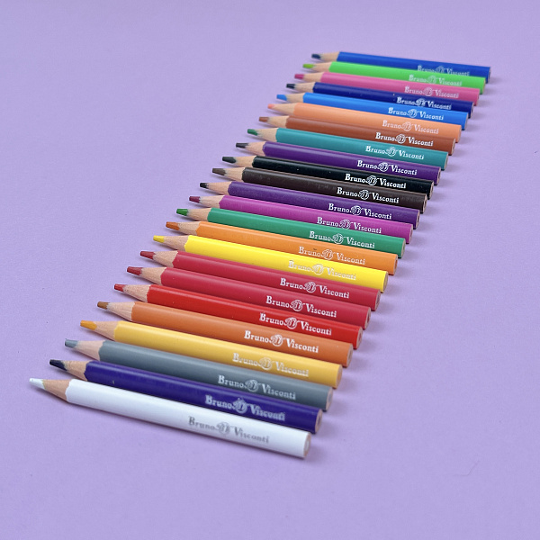 Карандаши 24 цв. УКОРОЧЕННЫЕ "FUNCOLOR" (пластиковые) В ТУБУСЕ С ТОЧИЛКОЙ, 4 ВИДА