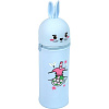 Пенал "deVENTE. Rabbit and Tea" 21(18)x6x6 см, фигурный, силиконовый, на молнии, пастельный голубой