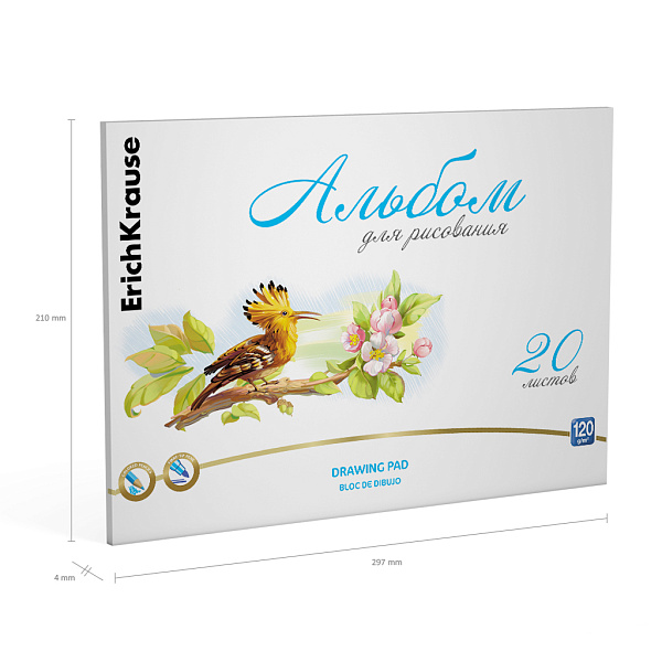 Альбом д/рис. 20 л. на клею ErichKrause Birds, А4