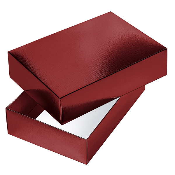 Коробка подарочная КВАДРАТ складная "METALLIC Красная" 250х180х65, тиснени. в пакете с евро