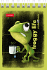 Блокнот А7 40 л. кл. на гребне "Лягух Кир" 65г/кв.м Обл. мел.картон 