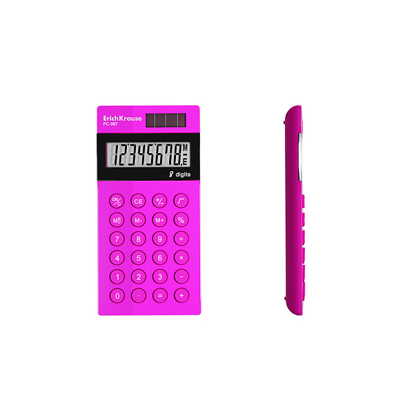 Калькулятор карманный 8-разр. ErichKrause PC-987 Neon, розовый (в коробке по 1 шт.)