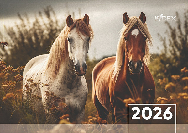 Календарь 2026г 3х-блоч. 295*660 мм INDEX Символ года2, на 3-х пружинах, складной с курсором,пикколо