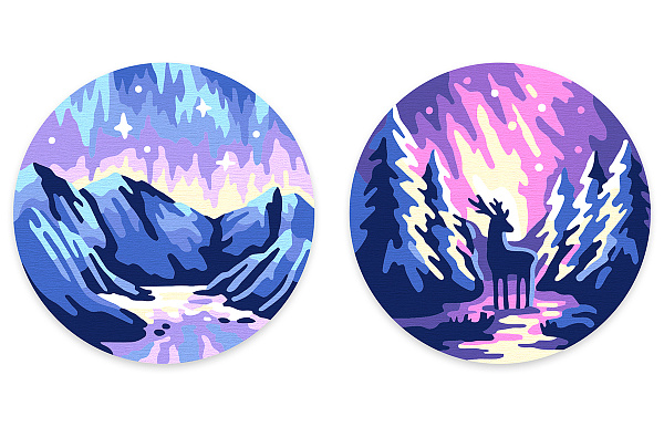 Картина по номерам (на магните) 9 х 9 см "Сияние Севера" "ФРЕЯ"