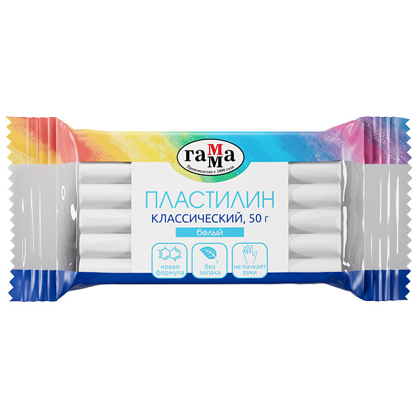 Пластилин 50 г, Гамма "Классический", белый, в пакете
