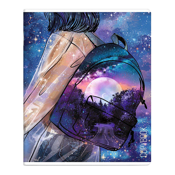 Тетрадь 48 л. кл. "МОЯ ВСЕЛЕННАЯ" /обложка - печать по фольге, выборочный ТВИН УФ-лак, мелованный картон 210 г/м², Упаковка Ассорти/