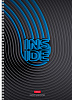 Тетрадь А4 96 л. кл. на гребне "INSIDE" 65г/кв.м  выб лак 4 диз.в блоке,многоуров.перфорация