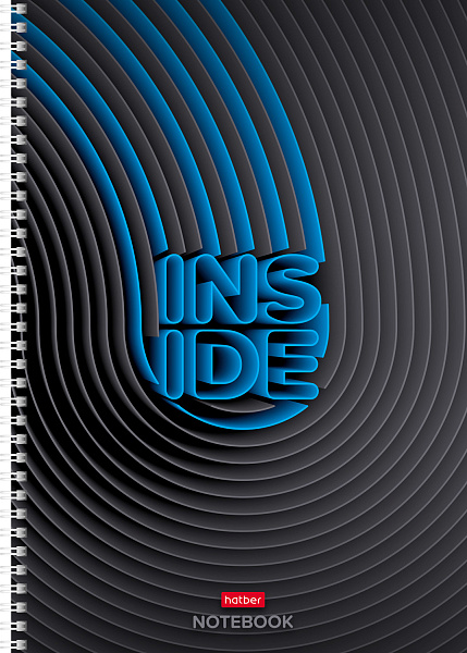 Тетрадь А4 96 л. кл. на гребне "INSIDE" 65г/кв.м  выб лак 4 диз.в блоке,многоуров.перфорация