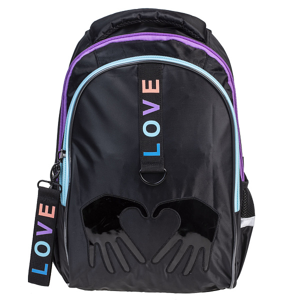 Рюкзак Hatber STREET -Сердце в ладонях- -40х26х19см- полиэстер светоотраж. 2 отделения 3 кармана